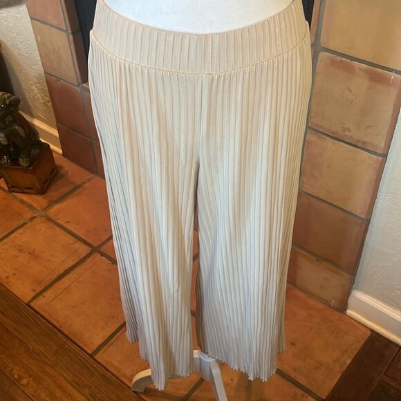 ALFANI INTIMATES RIBBED CROPPED PAJAMA PANTS SET, Cream, size M - Picture 3 of 12